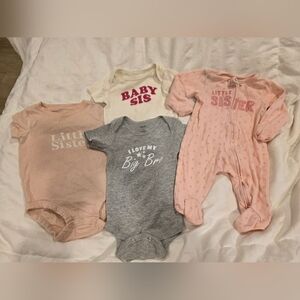 Old Navy Pink and Gray Sibling Bodysuit Set